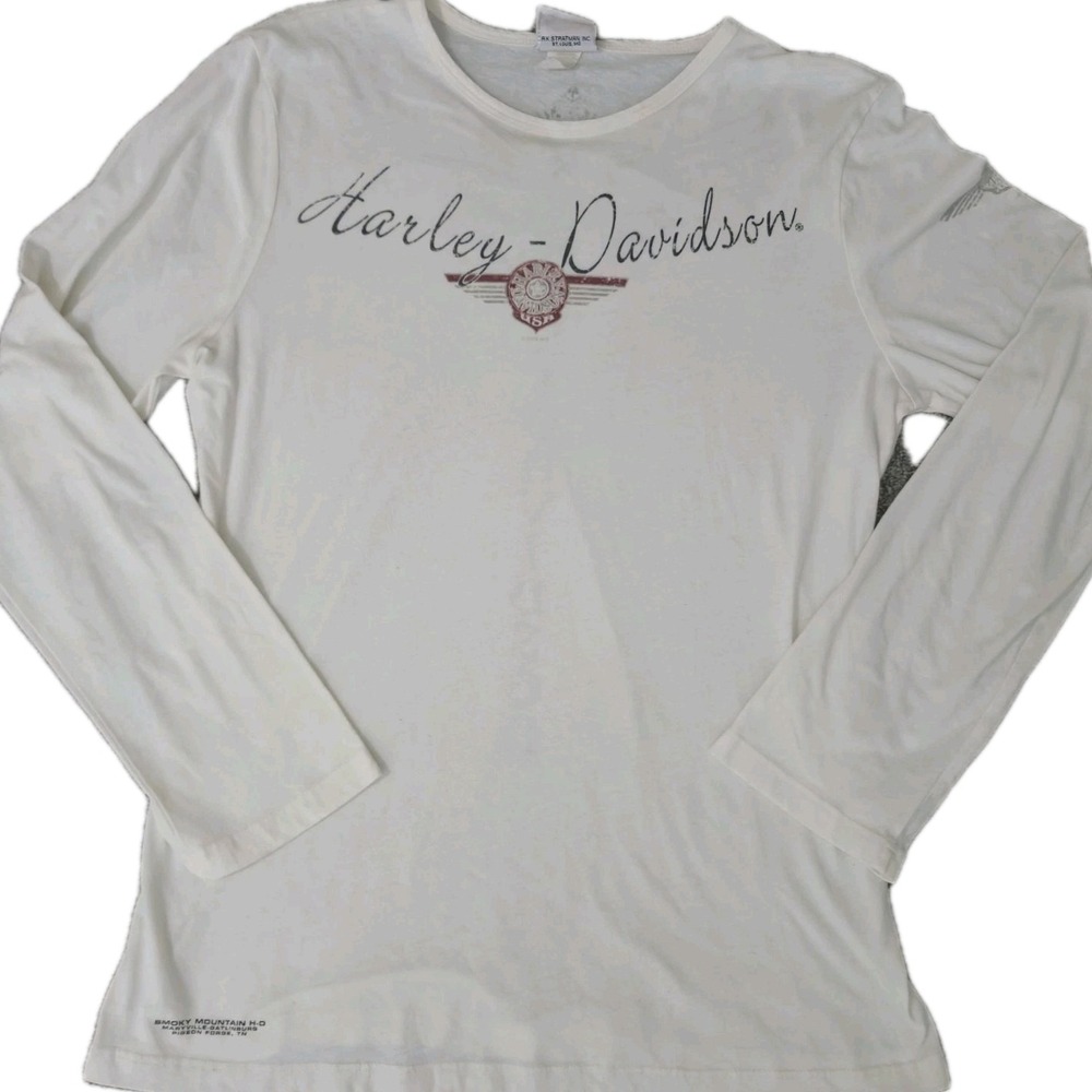 Women's Y2K Harley Davidson Double Sided Long Sleeve Shirt Size XL 2008